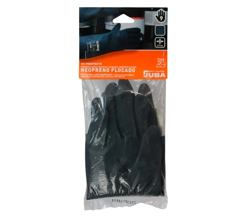GUANTE FRONTIER 75 NEOPRENO FLOCADO NEGRO T9