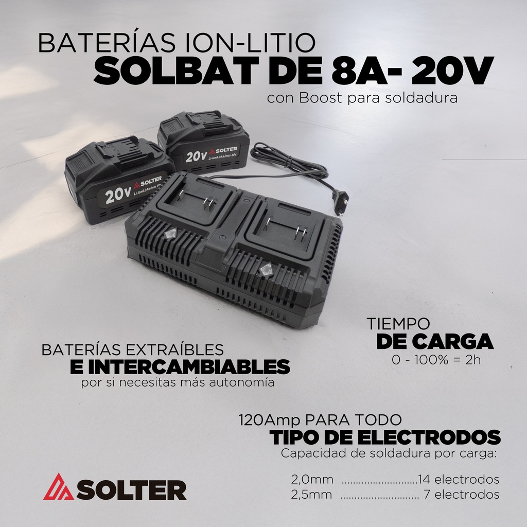 EQUIPO INVERTER MMA A BATERIA  SB-120 PACK 4 BATERIAS (10798)