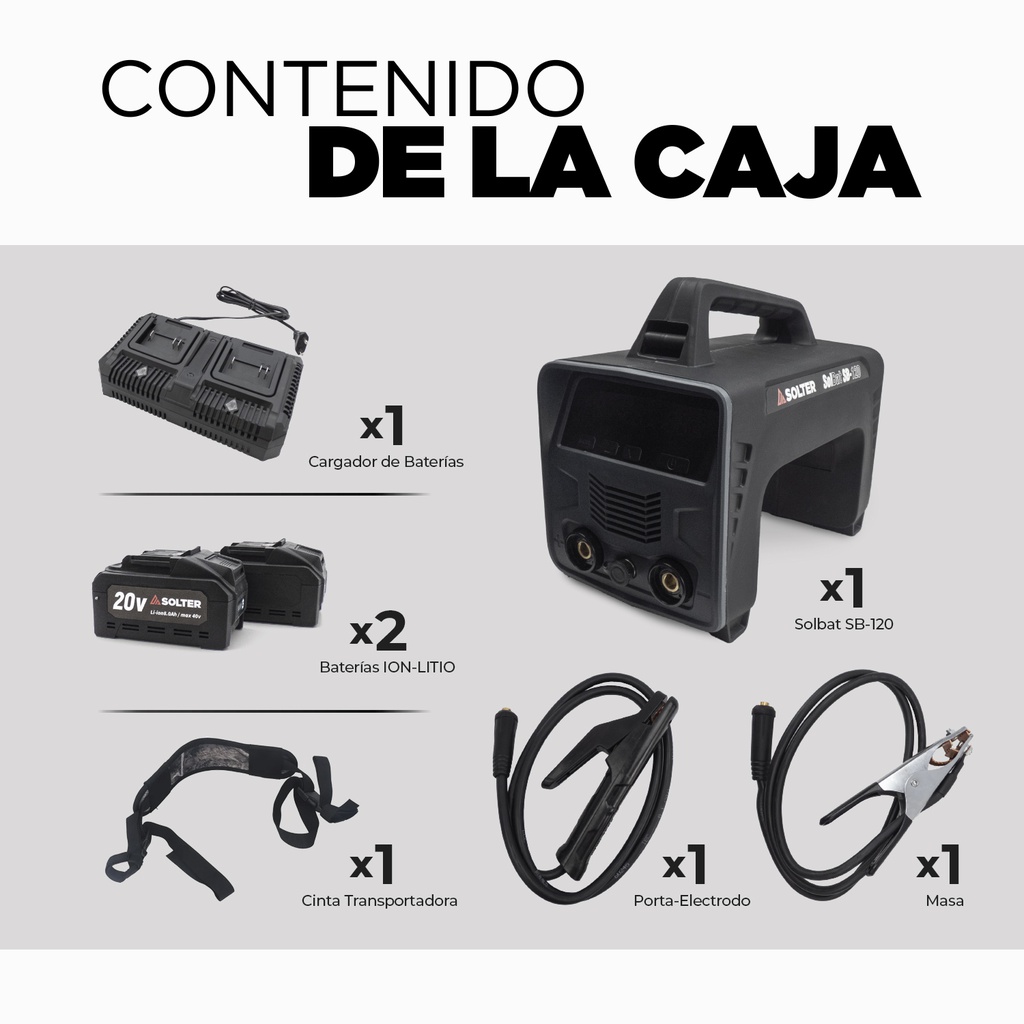 EQUIPO INVERTER MMA A BATERIA  SB-120 PACK 4 BATERIAS (10798)