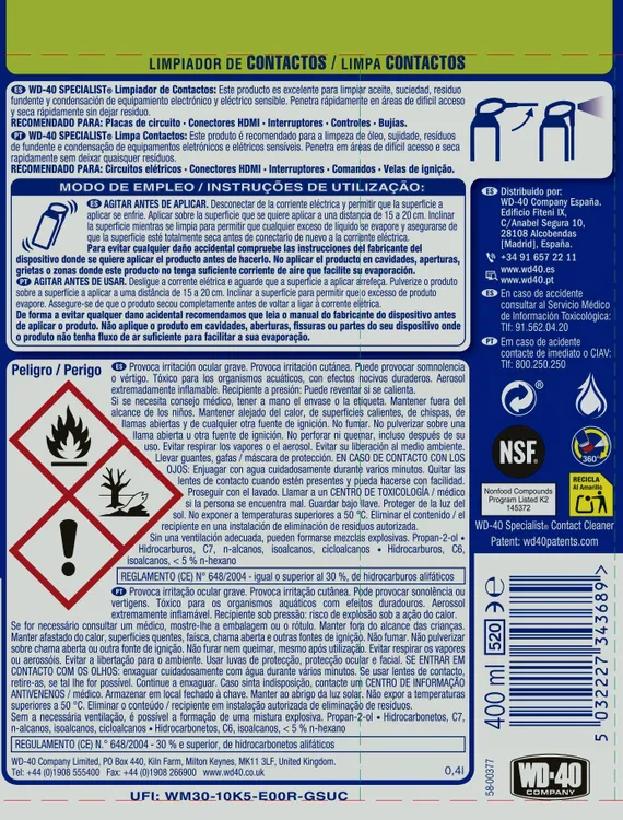 LIMPIADOR CONTACTOS WD-40 SPECIALIST 400ML