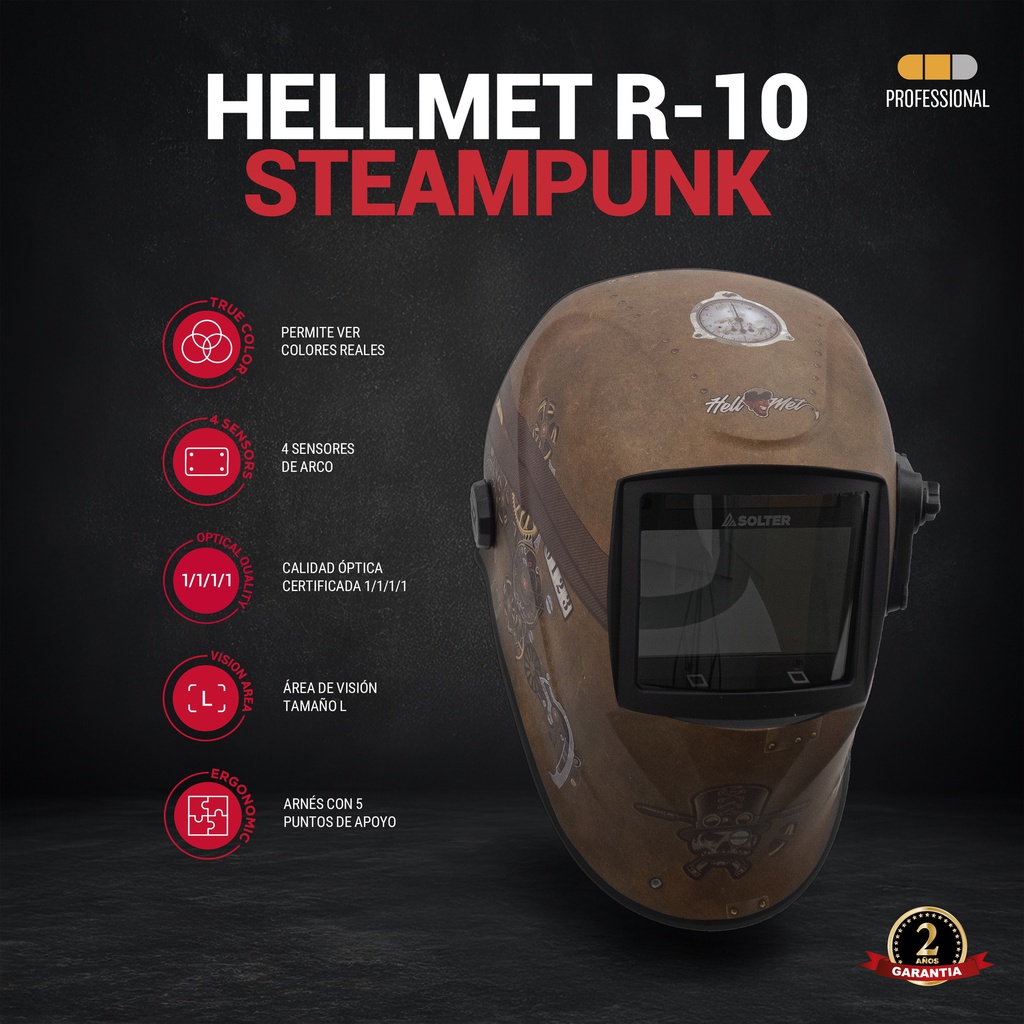 PANTALLA HELLMET R-10 STEAMPUNK