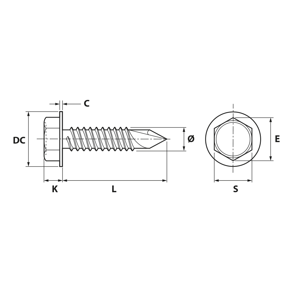 TORNILLO AUTOTALADRANTE DIN7504-K 4,8X25 / SW-8 ZN