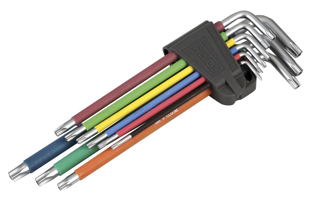 JUEGO 9 LLAVES TORX INVIOLABLE MULTICOLOR ALYCO
