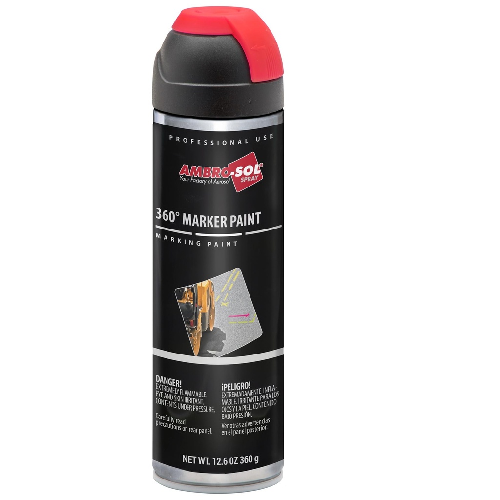 MARCADOR DE OBRA 360º 500ML ROJO FLUORESCENTE