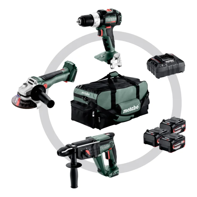 KIT METABO TALADRO-ATORNILLADOR SB 18 LT +AMOLADORA W 18L BL 9-125 + 2 BATERIA 5,5 Ah. (602316840+602374840+685122000)