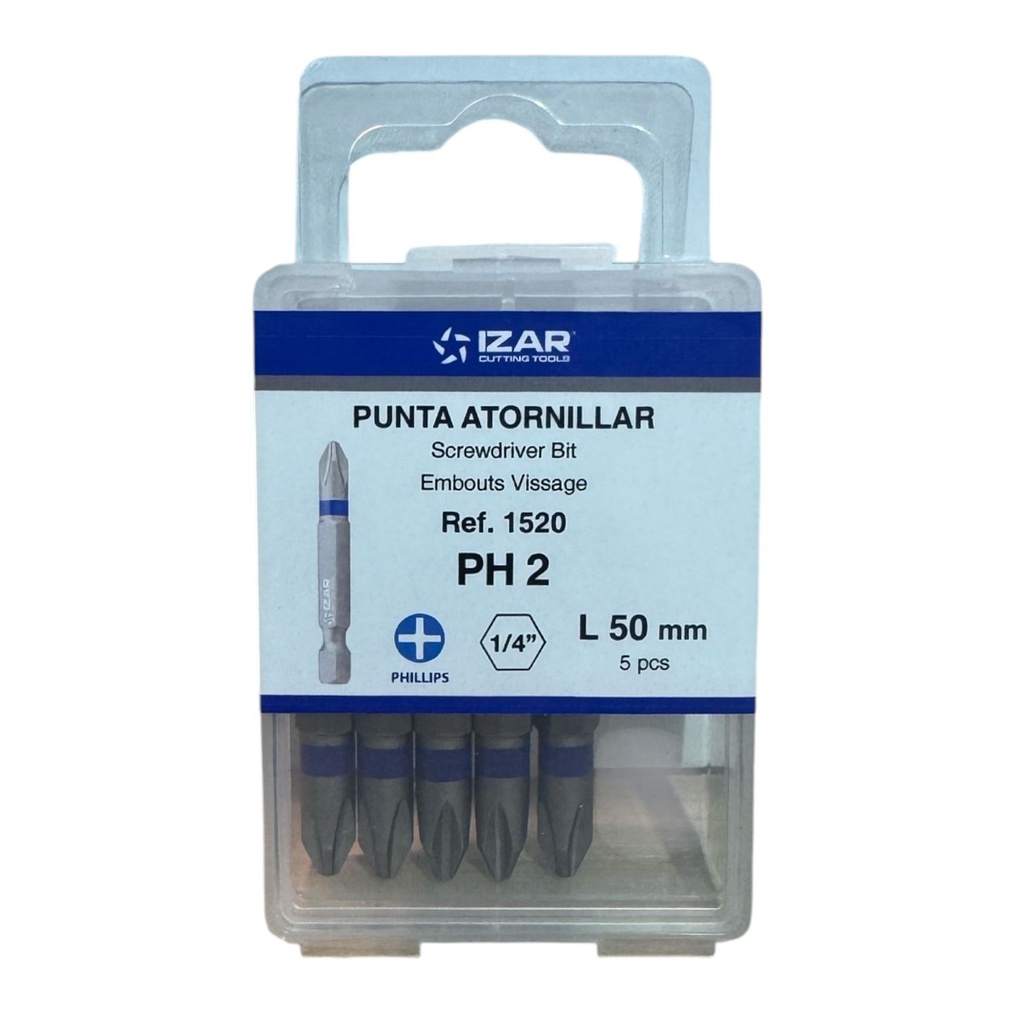 PACK 5 PUNTAS ATORNILLAR IZAR PH2 -L50  DIN3126 STANDARD (1520)