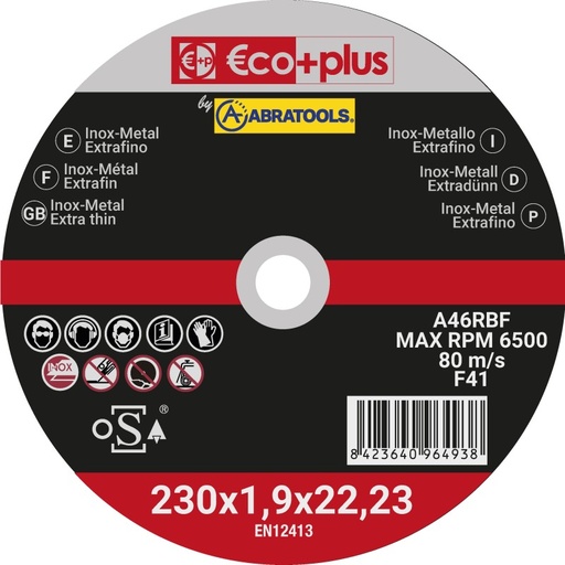 [8423640102750] DISCO CORTE 230X1,9 A46RBF ECOPLUS (012301800)