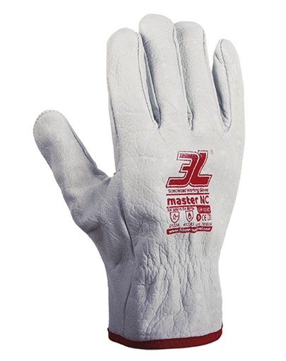 [40020-T10] GUANTE PIEL VACUNO BLANCO 3L TALLA 10