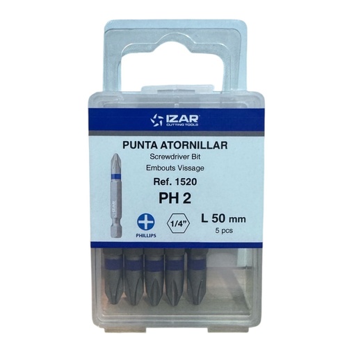 [22654] PACK 5 PUNTAS ATORNILLAR IZAR PH2 -L50  DIN3126 STANDARD (1520)